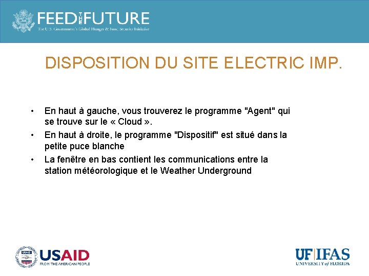 DISPOSITION DU SITE ELECTRIC IMP. • • • En haut à gauche, vous trouverez