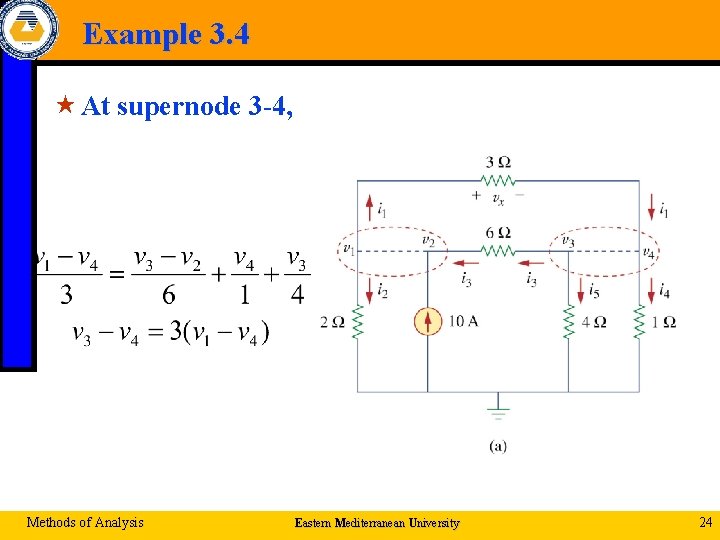 Example 3. 4 « At supernode 3 -4, Methods of Analysis Eastern Mediterranean University