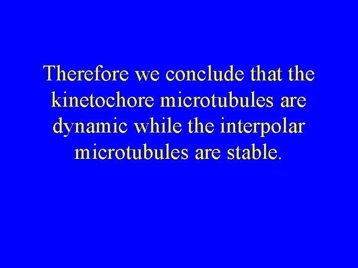 Therefore we conclude that the kinetochore microtubules are dynamic while the interpolar microtubules are