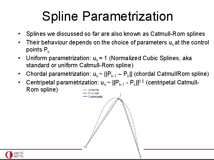 Spline Parametrization • Splines we discussed so far are also known as Catmull-Rom splines