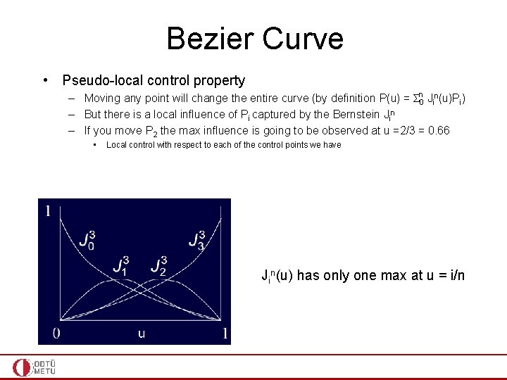 Bezier Curve • Pseudo-local control property – Moving any point will change the entire