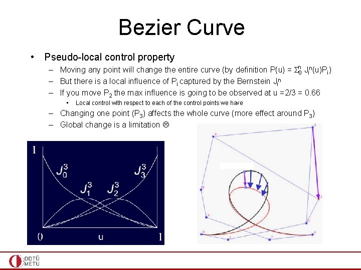 Bezier Curve • Pseudo-local control property – Moving any point will change the entire