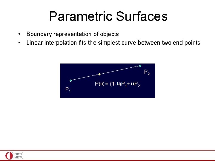 Parametric Surfaces • Boundary representation of objects • Linear interpolation fits the simplest curve