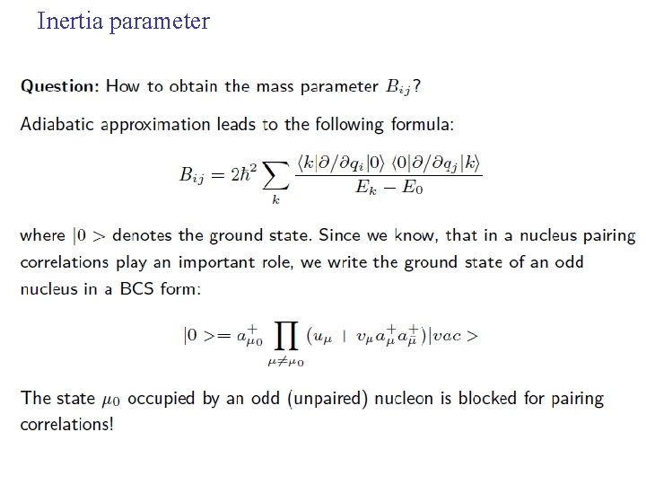 Inertia parameter 