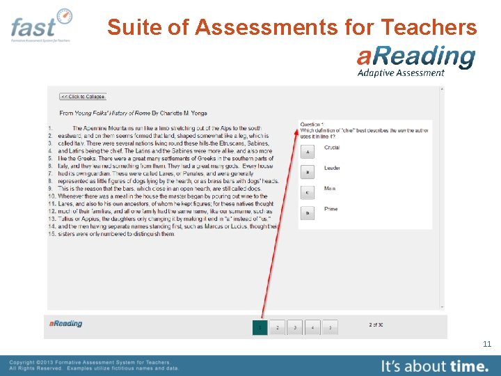 Suite of Assessments for Teachers 11 