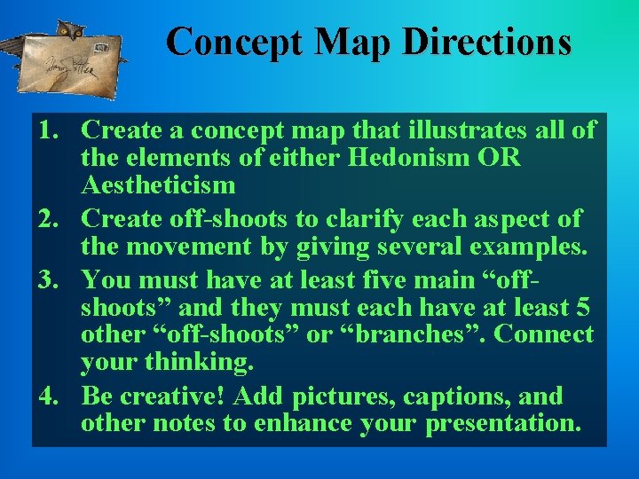 Concept Map Directions 1. Create a concept map that illustrates all of the elements