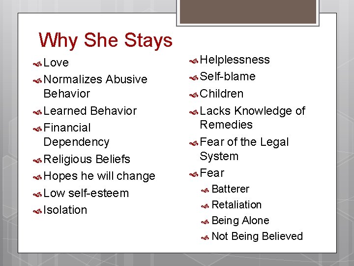 Why She Stays Helplessness Love Normalizes Abusive Behavior Learned Behavior Financial Dependency Religious Beliefs