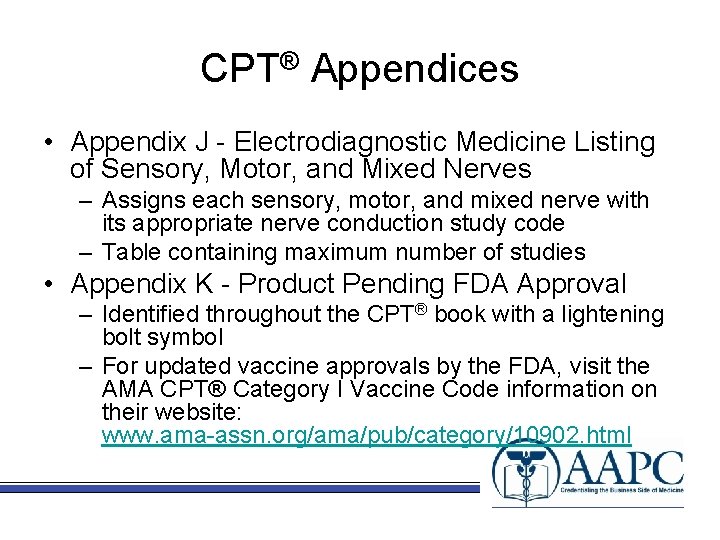 CPT® Appendices • Appendix J - Electrodiagnostic Medicine Listing of Sensory, Motor, and Mixed