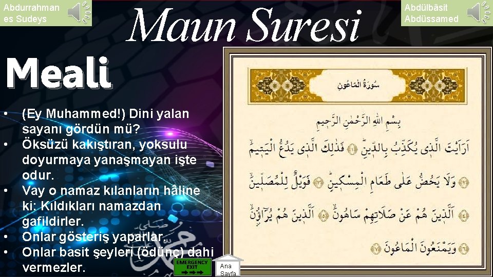 Abdurrahman es Sudeys Meali • • • Maun Suresi (Ey Muhammed!) Dini yalan sayanı