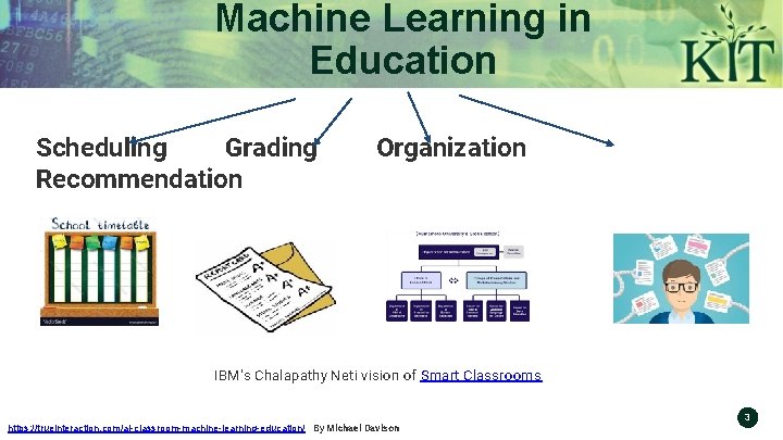 Machine Learning in Education Scheduling Grading Recommendation Organization IBM’s Chalapathy Neti vision of Smart