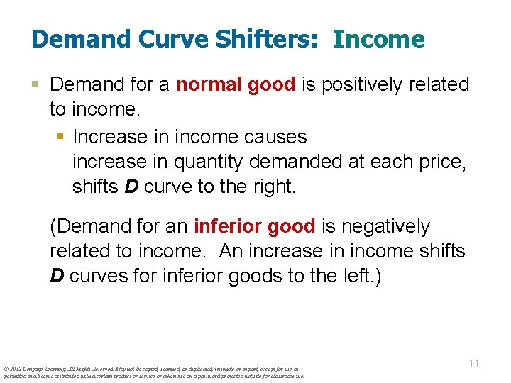 Demand Curve Shifters: Income § Demand for a normal good is positively related to