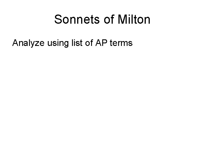 Sonnets of Milton Analyze using list of AP terms 