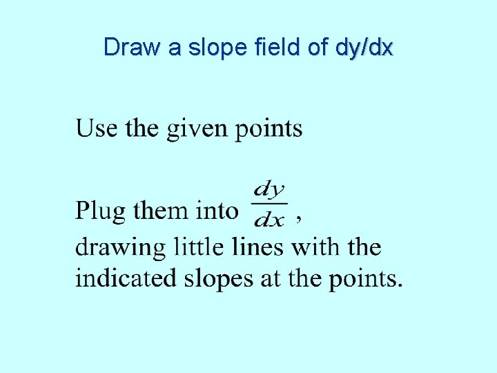 Draw a slope field of dy/dx 