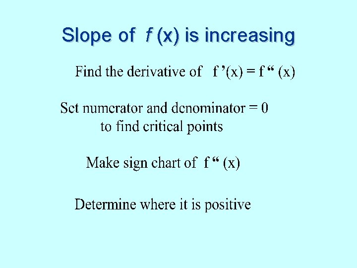 Slope of f (x) is increasing 