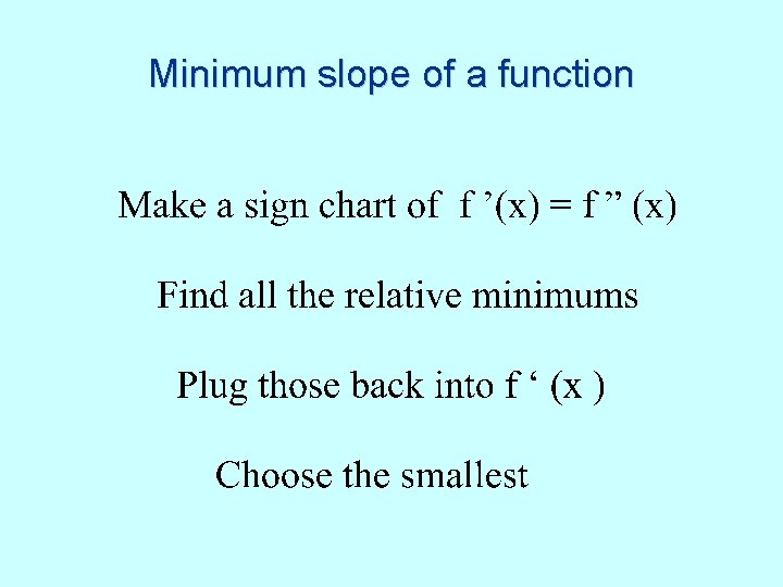 Minimum slope of a function 
