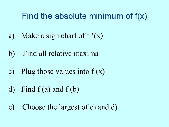 Find the absolute minimum of f(x) 