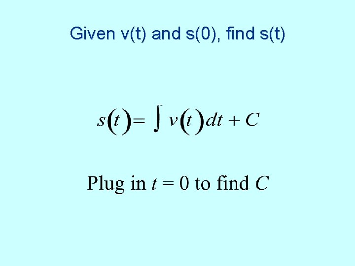 Given v(t) and s(0), find s(t) 