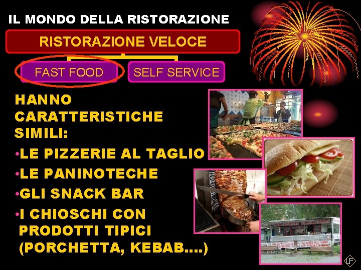 IL MONDO DELLA RISTORAZIONE VELOCE FAST FOOD SELF SERVICE HANNO CARATTERISTICHE SIMILI: • LE