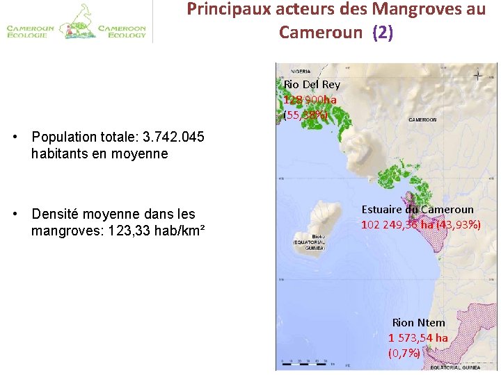 Principaux acteurs des Mangroves au Cameroun (2) Rio Del Rey 128 900 ha (55,