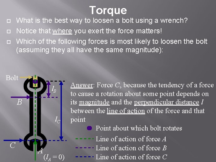 Torque What is the best way to loosen a bolt using a wrench? Notice