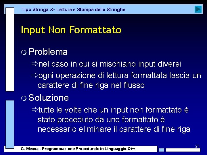 Tipo Stringa >> Lettura e Stampa delle Stringhe Input Non Formattato m Problema ðnel