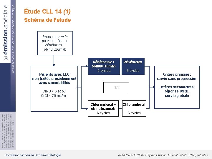 Étude CLL 14 (1) Schéma de l’étude Phase de run-in pour la tolérance Vénétoclax