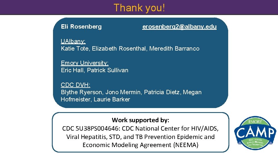 Thank you! Eli Rosenberg erosenberg 2@albany. edu UAlbany: Katie Tote, Elizabeth Rosenthal, Meredith Barranco