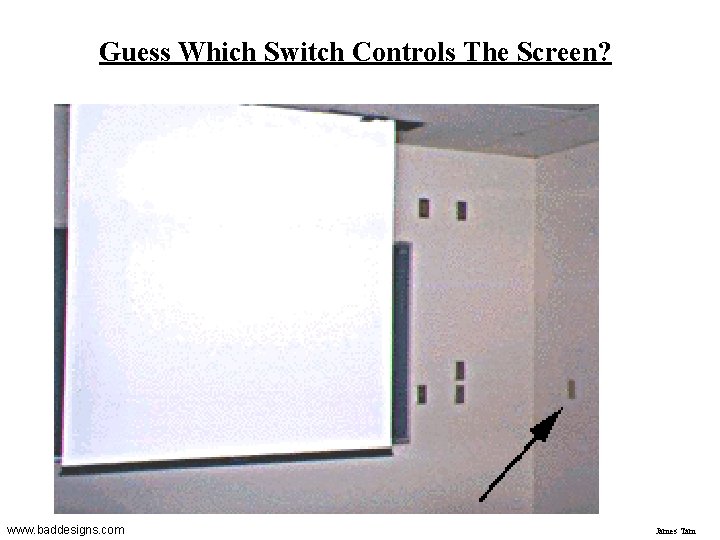 Guess Which Switch Controls The Screen? www. baddesigns. com James Tam 