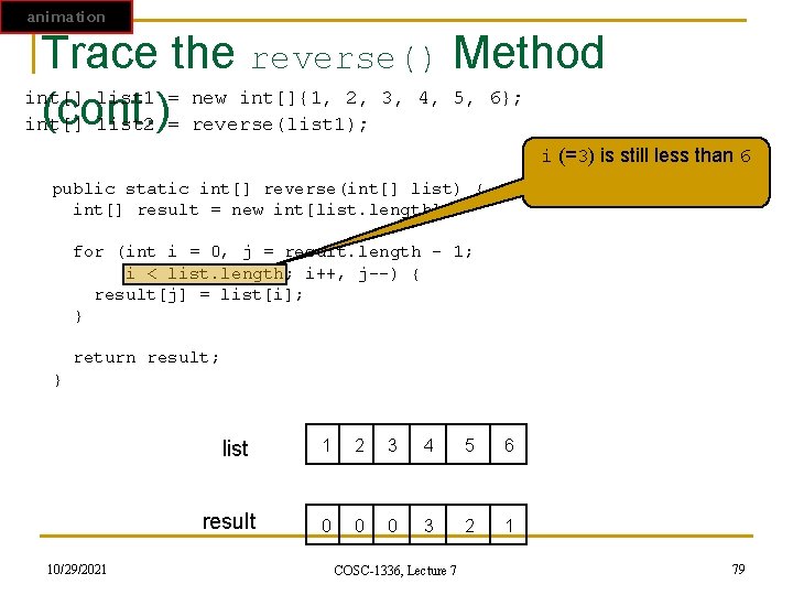 animation Trace the reverse() Method int[] list 1 = new int[]{1, 2, 3, 4,