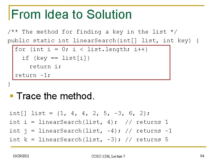 From Idea to Solution /** The method for finding a key in the list