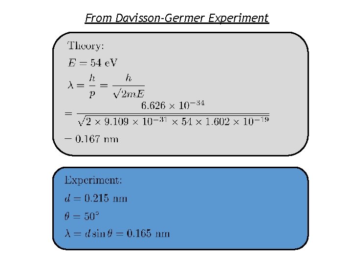 From Davisson-Germer Experiment 