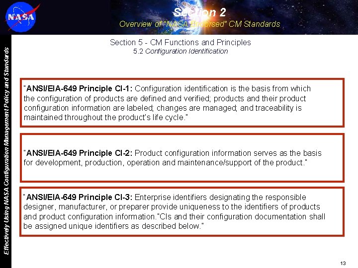 Section 2 Effectively Using NASA Configuration Management Policy