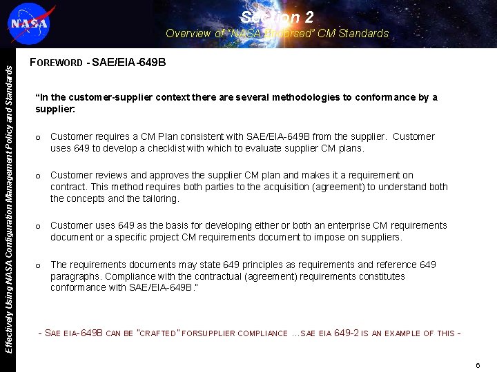 Section 2 Effectively Using NASA Configuration Management Policy