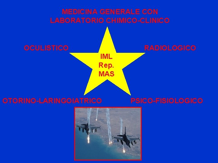 MEDICINA GENERALE CON LABORATORIO CHIMICO-CLINICO OCULISTICO RADIOLOGICO IML Rep. MAS OTORINO-LARINGOIATRICO PSICO-FISIOLOGICO 