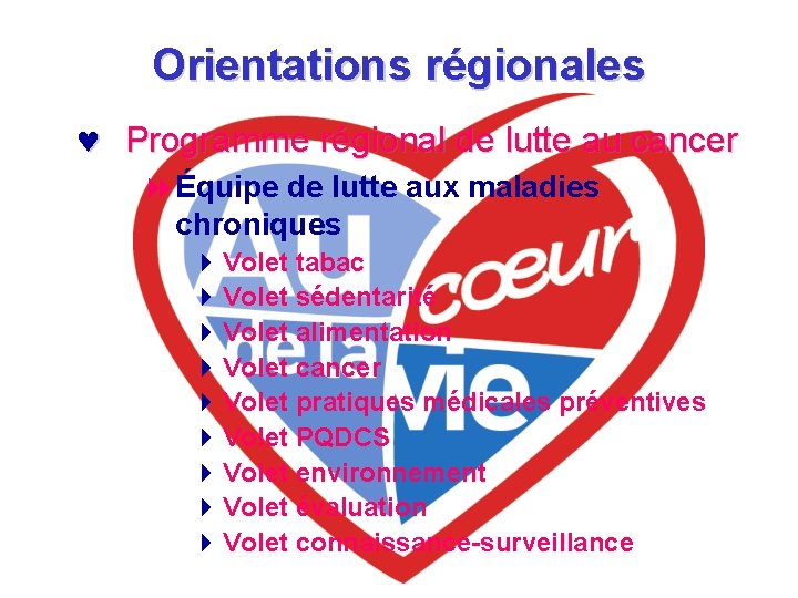 Orientations régionales © Programme régional de lutte au cancer 8 Équipe de lutte aux