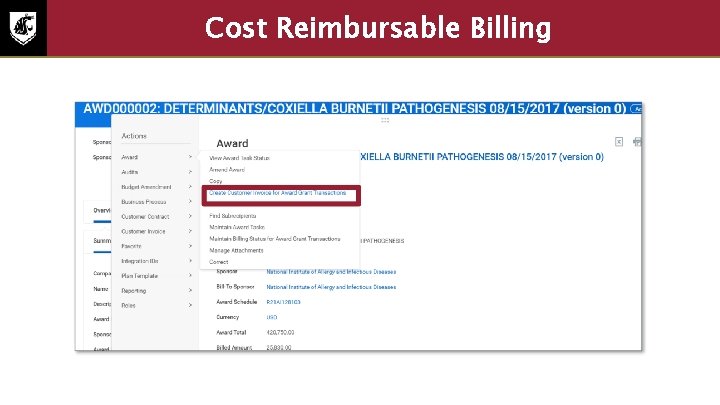 Cost Reimbursable Billing 