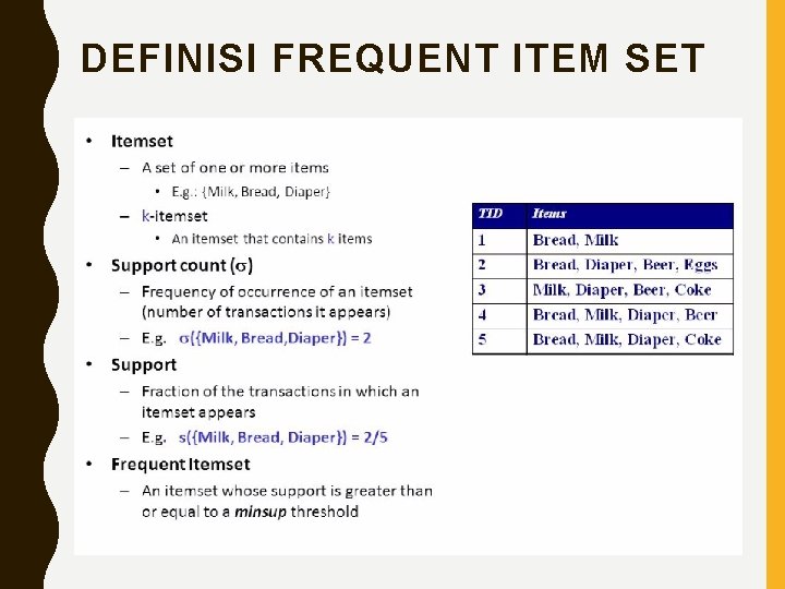 DEFINISI FREQUENT ITEM SET 