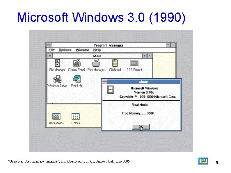 Microsoft Windows 3. 0 (1990) “Graphical User Interface Timeline”, http: //toastytech. com/guis/index. html, junio