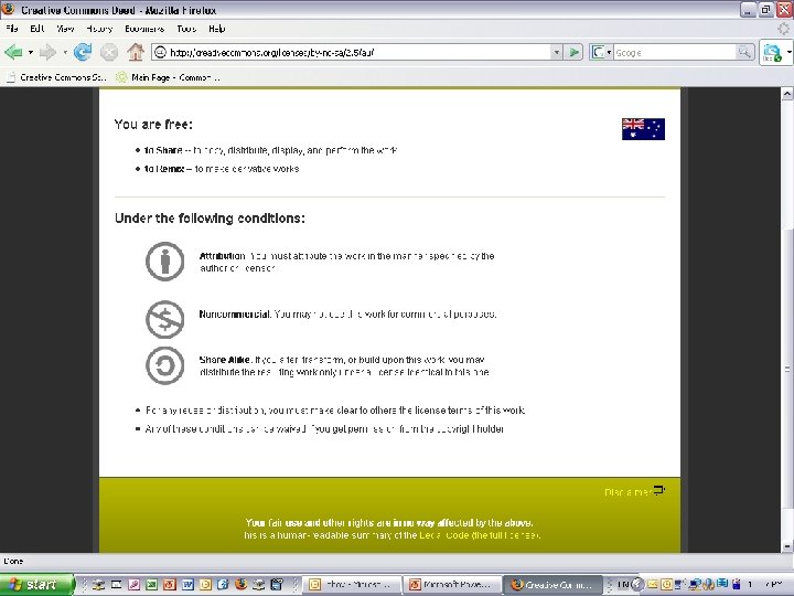 Licences AUSTRALIA part of the Creative Commons international initiative 