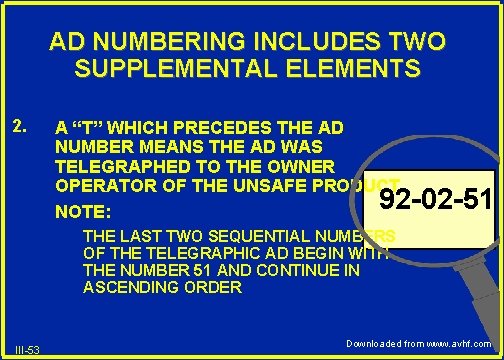 AD NUMBERING INCLUDES TWO SUPPLEMENTAL ELEMENTS 2. A “T” WHICH PRECEDES THE AD NUMBER