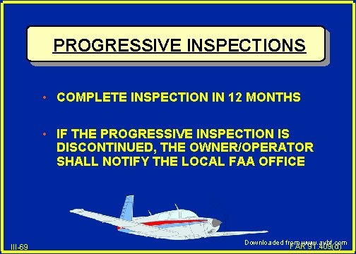 PROGRESSIVE INSPECTIONS • COMPLETE INSPECTION IN 12 MONTHS • IF THE PROGRESSIVE INSPECTION IS