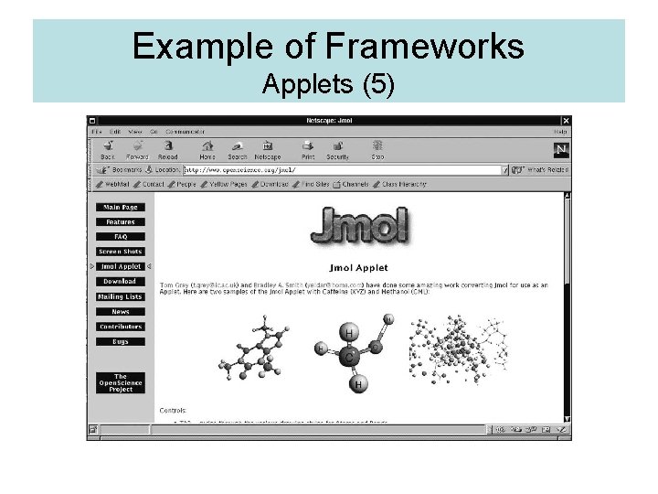 Example of Frameworks Applets (5) 