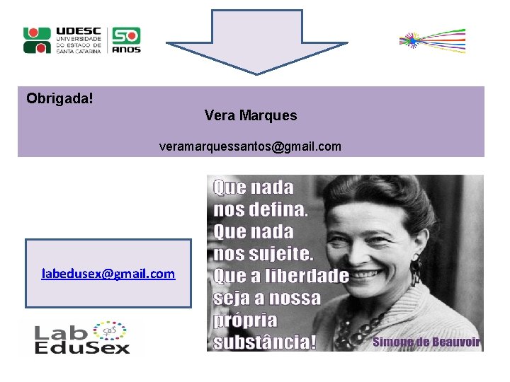 Obrigada! Vera Marques veramarquessantos@gmail. com labedusex@gmail. com 