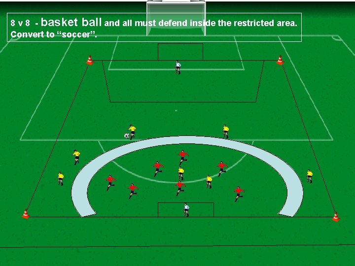 8 v 8 - basket ball and all must defend inside the restricted area.