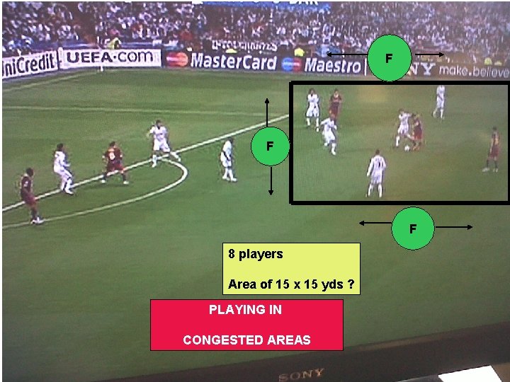 F F F 8 players Area of 15 x 15 yds ? PLAYING IN