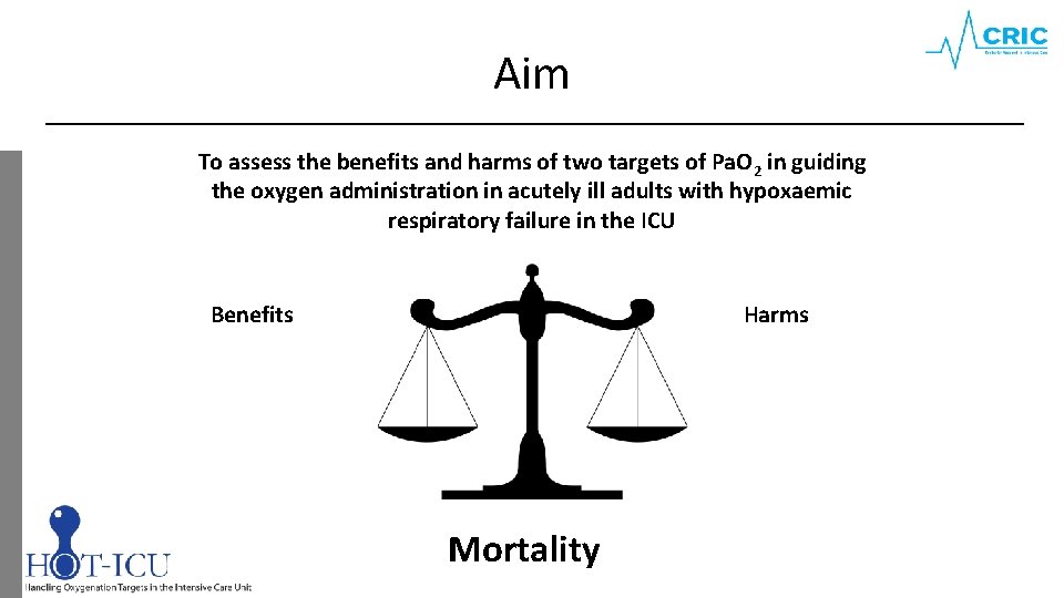Aim To assess the benefits and harms of two targets of Pa. O 2