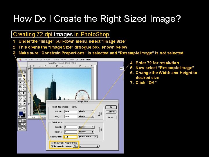 How Do I Create the Right Sized Image? Creating 72 dpi images in Photo.