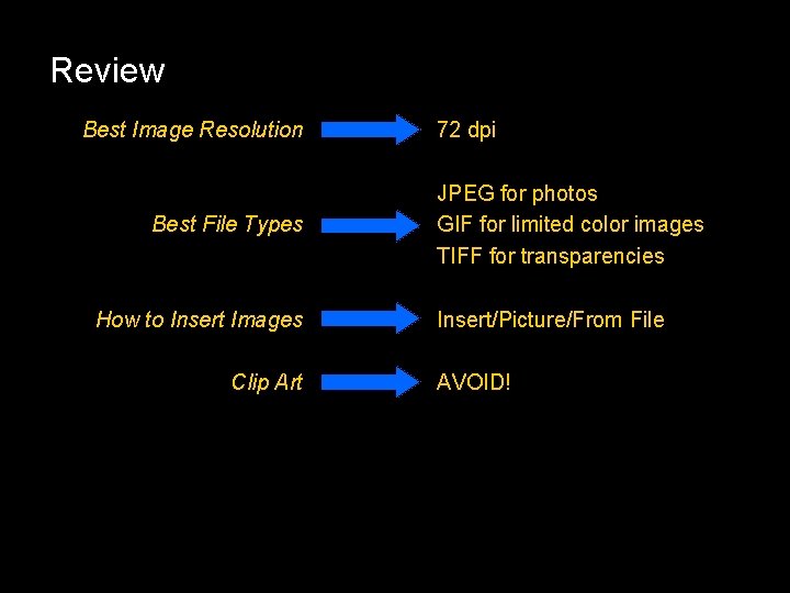Review Best Image Resolution Best File Types How to Insert Images Clip Art 72