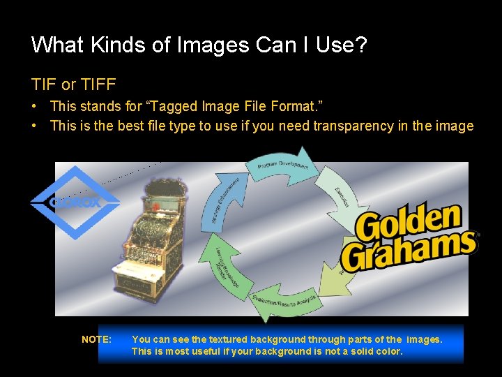 What Kinds of Images Can I Use? TIF or TIFF • This stands for