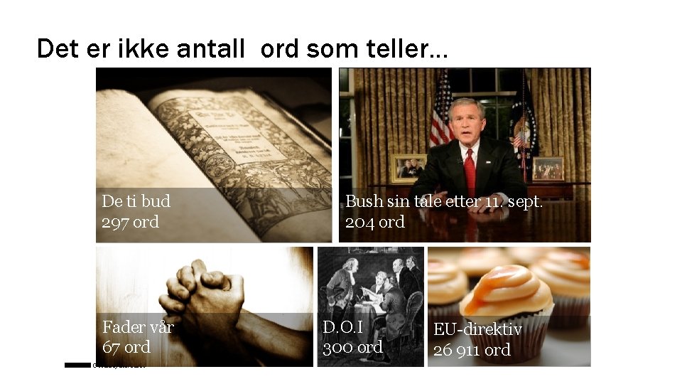 Det er ikke antall ord som teller… De ti bud 297 ord Fader vår